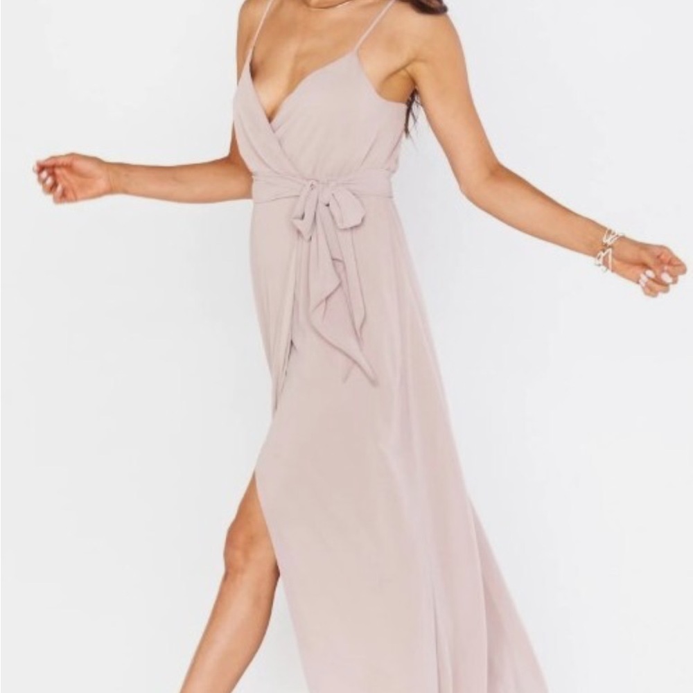 Show Me Your MUMU Liz Women Maxi Dress Soft Beige Chiffon Size medium